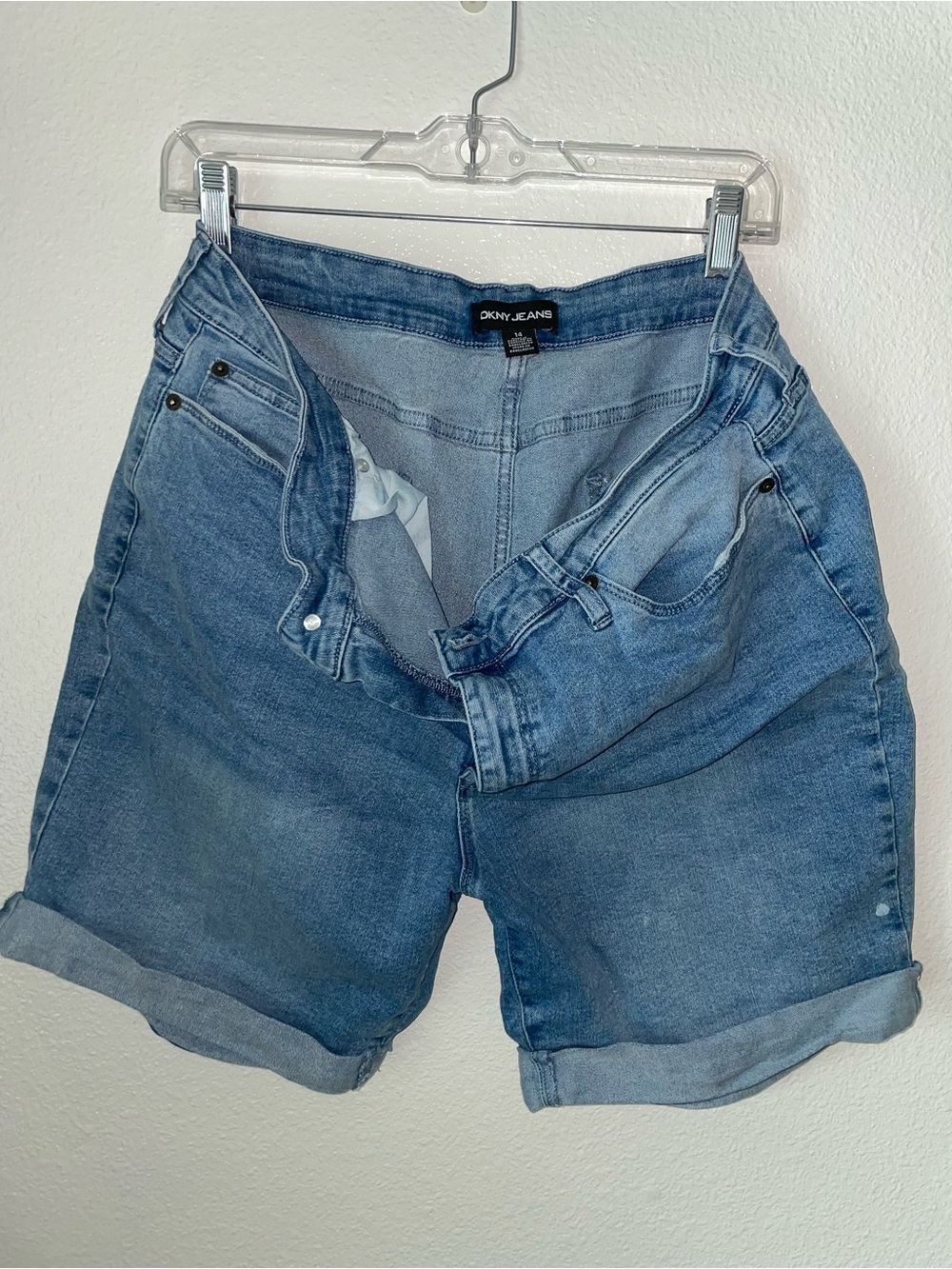 DKNY Women's Roll-Cuff Denim Shorts - Light Blue